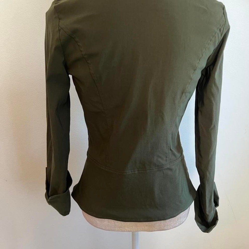 French Kiss Womens Military Jacket Olive Green Double Breasted Blazer Size M - Picture 4 of 7